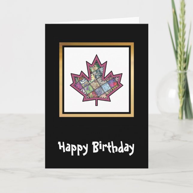 Cartão Patchwork Stitched Maple Leaf  5 (Frente)