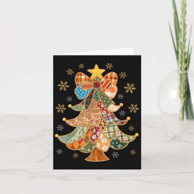 Cartão Patchwork Xmas Coquette Lace Feliz Bright Chri (Frente)