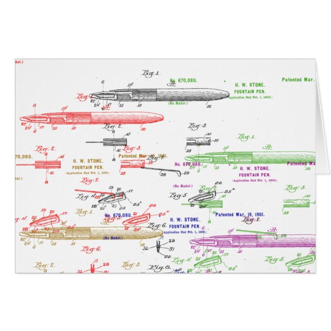 Cartão Patente da caneta de fonte (Frente Horizontal)