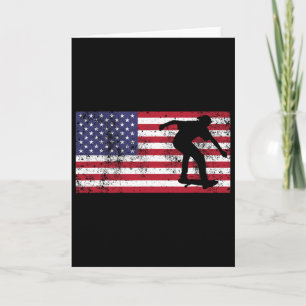 Cartão Patinador De Skate Com Bandeira Americana 4 De Jul