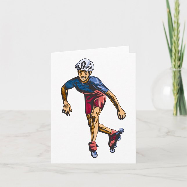 Cartão Patinador Inline Legal Patinação de Rolo Retro (Criador carregado)