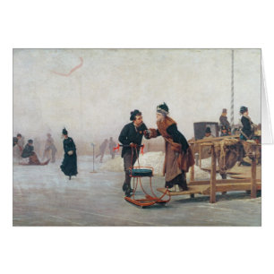 Cartão Patinadores no lago Valentino
