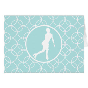 Cartão Patinagem artística; Círculos dos azuis bebés