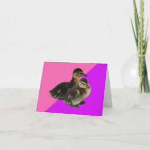 Cartão Patinhos em Sorvete de Framboesa Rosa e Roxo