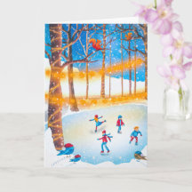 Patins de Natal de Gelo Simples Arte Carta de Féri