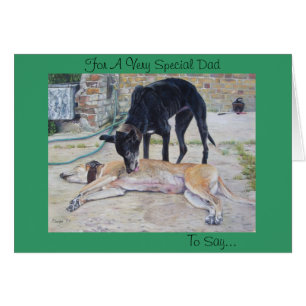 Cartão pátio cênico com cães de galgos