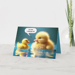 Cartão Pato Amarelo de aniversário com pata de borracha d