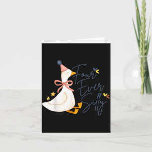 Cartão Pato Bobo Engraçado para Sempre 4º Aniversário 