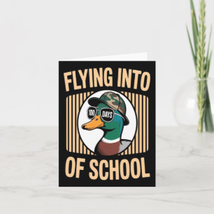Cartão Pato Camuflado Voando Para 100 Dias De Escola
