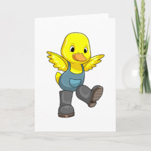 Cartão Pato como Fazendeiro com Botas