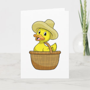 Cartão Pato como Fazendeiro com Cesta