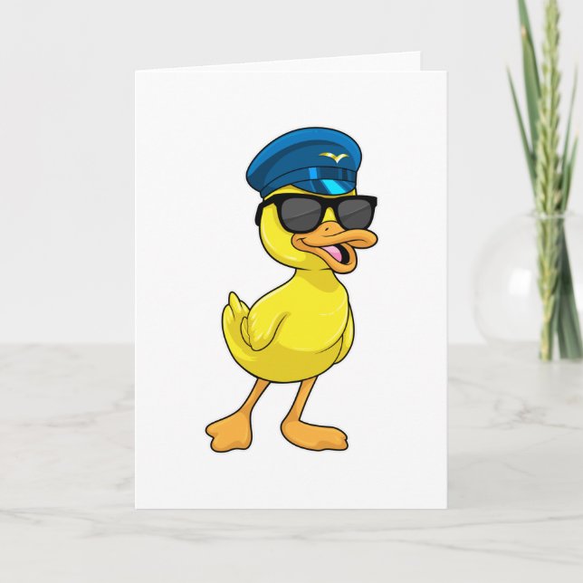 Cartão Pato como Piloto com chapéu Piloto (Frente)