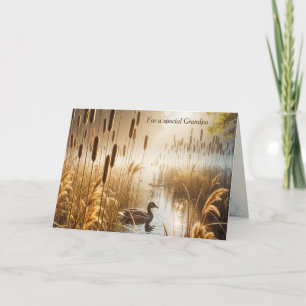 Cartão Pato de aniversário do avô em Misty Pond