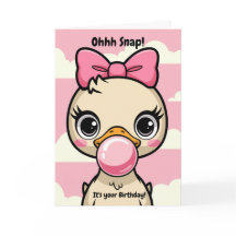 Pato de Aniversário Infantil com Laço Rosa soprand