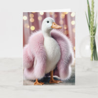 Pato de Aniversário Vestindo Casaco de Pele Rosa