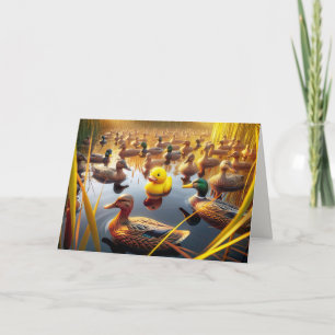 Cartão Pato de Borracha Amarelo de Aniversário com Cascos