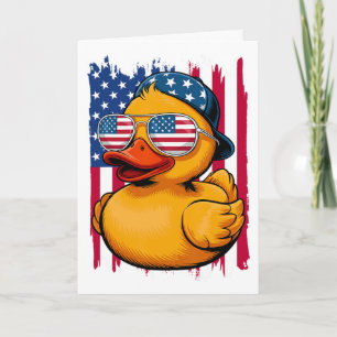 Cartão Pato de Borracha do Dia 4 de Julho Patriótico Quat