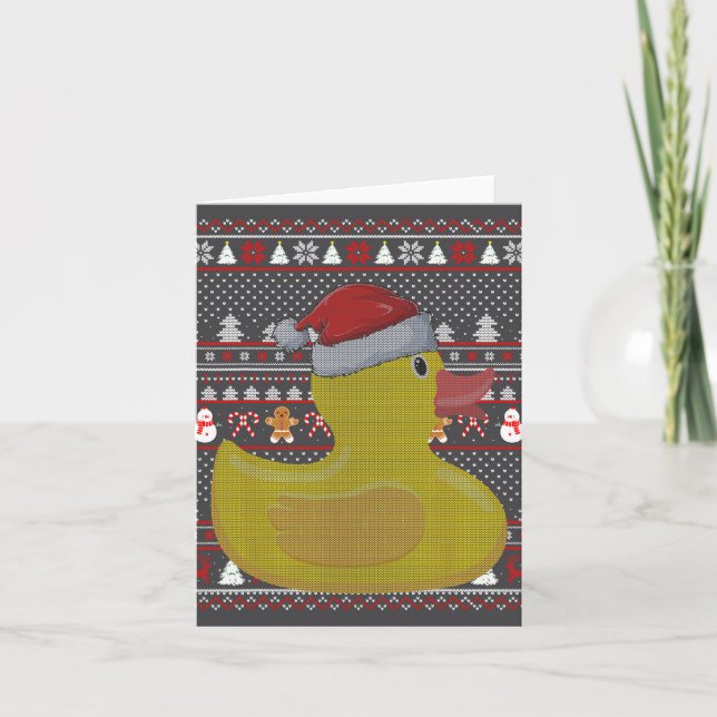 Cartão Pato de Borracha Pato de Papai Noel Feio Natal (Frente)