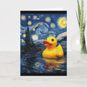 Cartão Pato de Borracha Van Gogh Estilo Noite Estrelada
