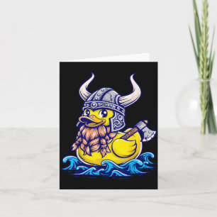 Cartão Pato de Borracha Viking Divertido Nórdico