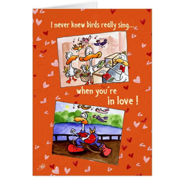 Cartão Pato do amor: Eu nunca soube que os pássaros (Frente)
