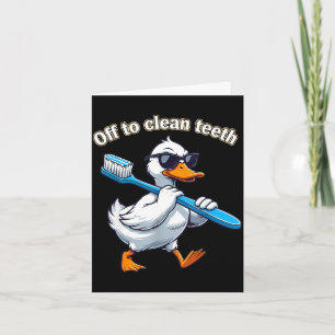 Cartão Pato engraçado indo limpar os dentes profissional