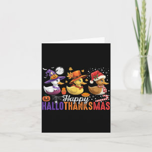 Cartão Pato Feliz Hallothanksmas Dia de Ação de Graças Ha