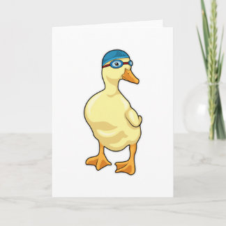 Cartão Pato na Natação com Óculos de Natação