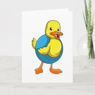 Cartão Pato nadando com boia