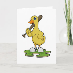 Cartão Pato no beisebol com taco de beisebol