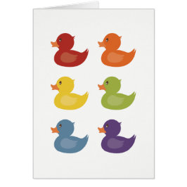 Cartão Patos da borracha do arco-íris | | no fundo branco