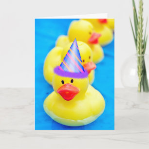 Cartão Patos de Borracha na Piscina para Aniversário