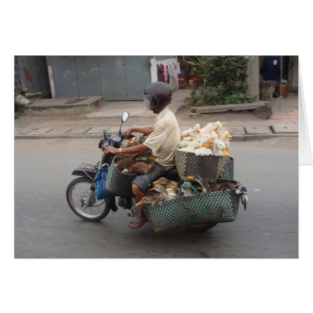Cartão Patos em velomotor-Vietnam (Frente Horizontal)