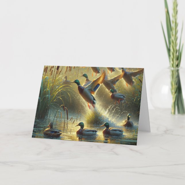Cartão Patos Mallard Para o Dia dos Pais (Frente)