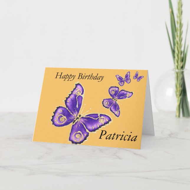 Cartão Patricia, Happy Birthday Butterfly Card (Frente)