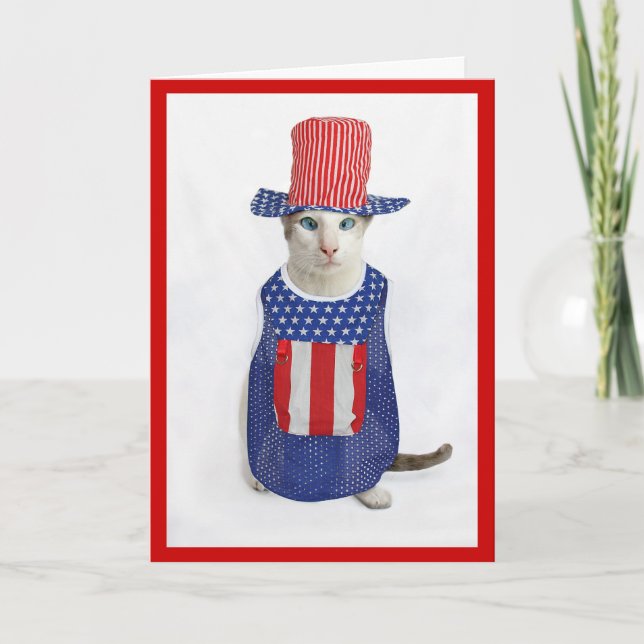 Cartão Patriotic 4th of July Siamese Cat (Frente)