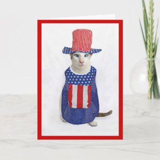 Cartão Patriotic 4th of July Siamese Cat