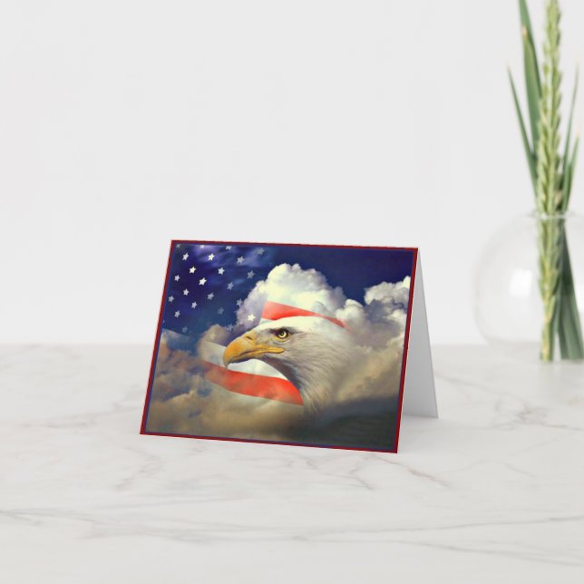 Cartão Patriotic American Eagle and Flag Card (Frente)