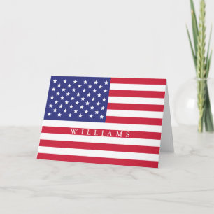 Cartão Patriotic American Flag Add Name