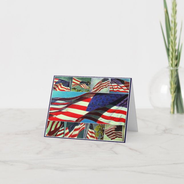 Cartão Patriotic American Flags Note Card (Frente)