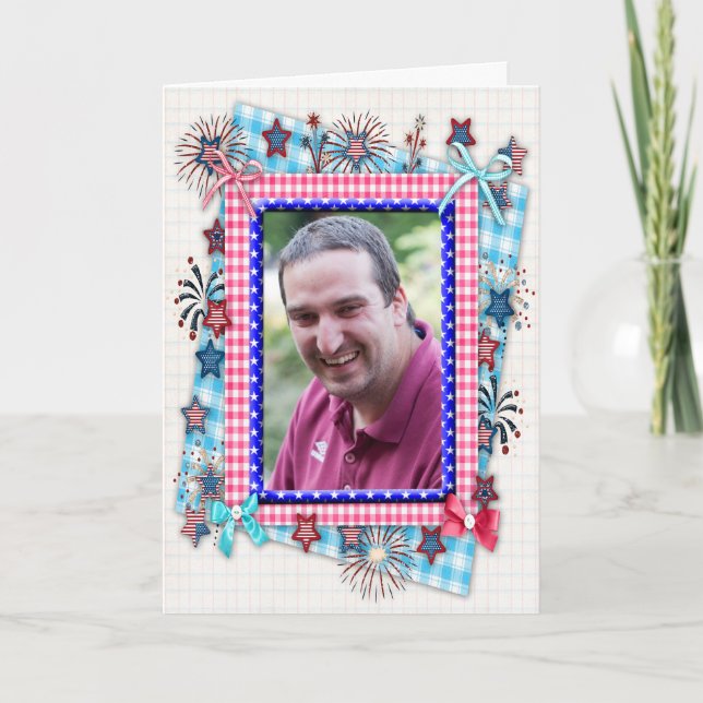 Cartão Patriotic birthday card with photo (Frente)
