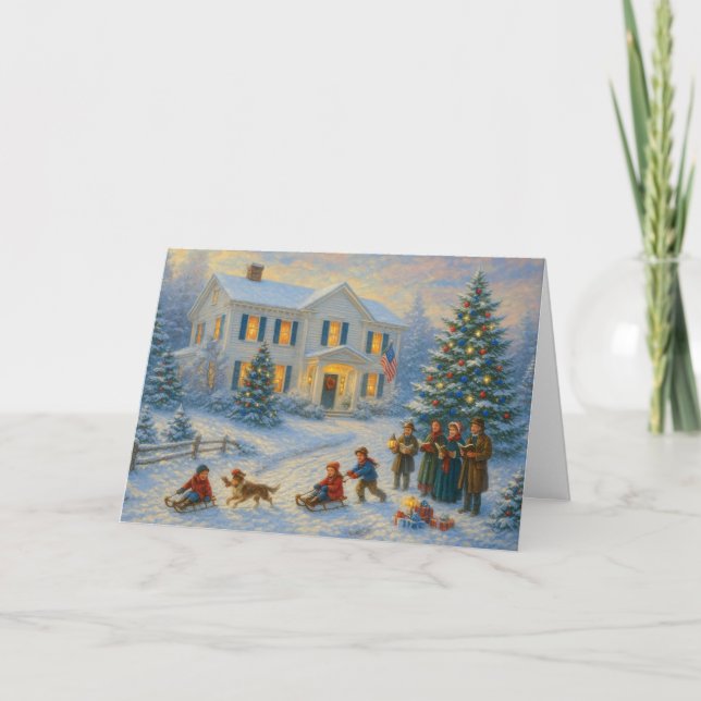 Cartão Patriotic Christmas Card Veteran Holiday Card  (Frente)