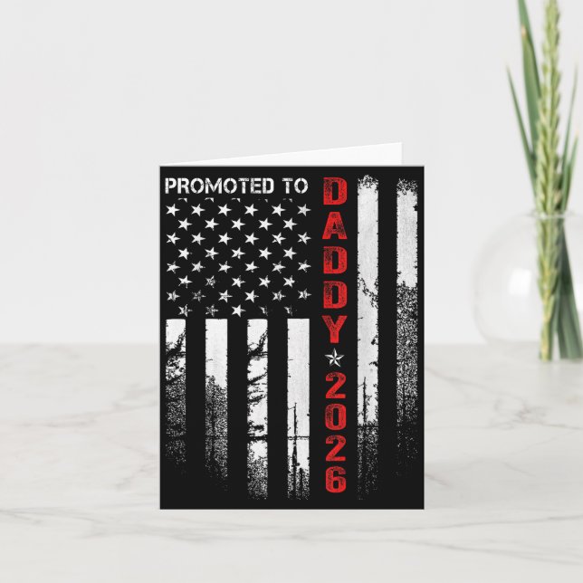 Cartão Patriotic Dad 2026 Promoted To Daddy Est 2026 New  (Frente)