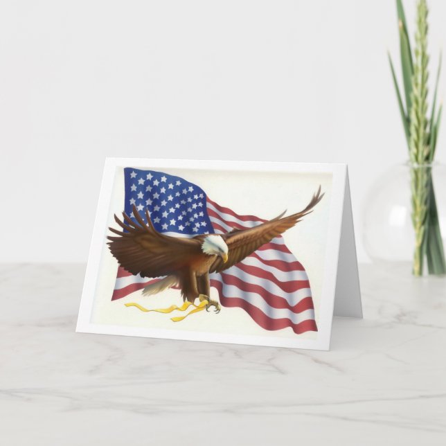 Cartão Patriotic Eagle Flag Greeting Card (Frente)