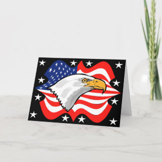 Cartão Patriotic Eagle Flag Greeting Card