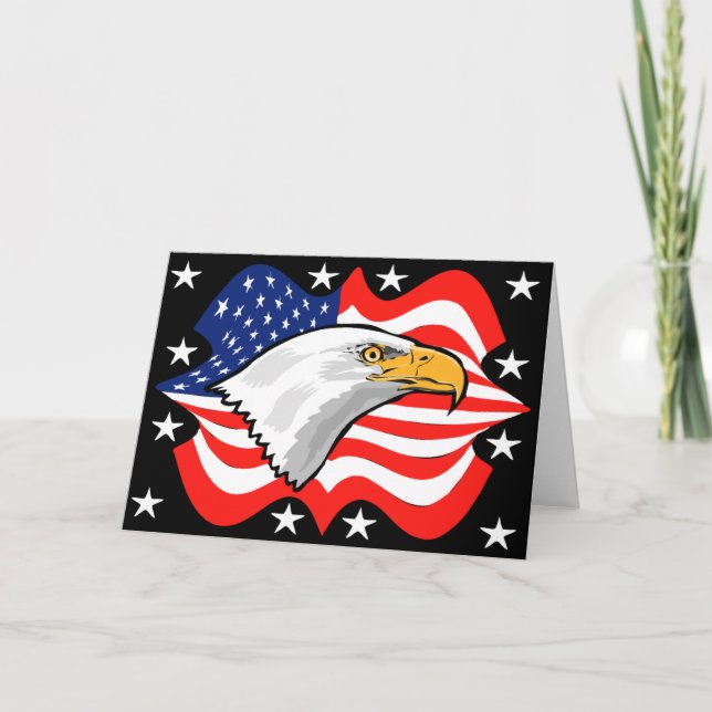 Cartão Patriotic Eagle Flag Greeting Card (Frente)
