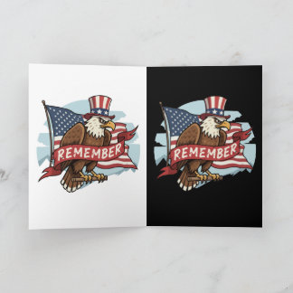 Cartão Patriotic Eagle "Remember" American Flag Design
