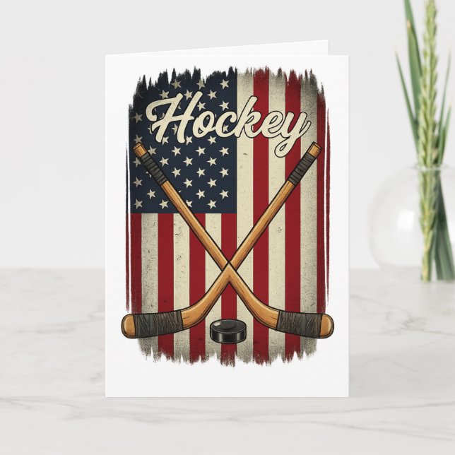Cartão Patriotic Hockey  USA Flag Sports  (Frente)