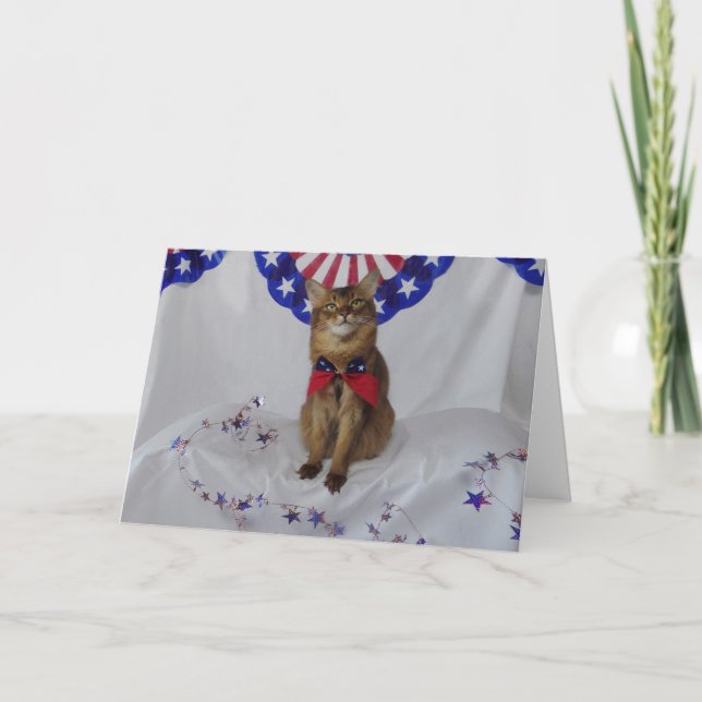 Cartão Patriotic Kitty for Fourth of July (Frente)