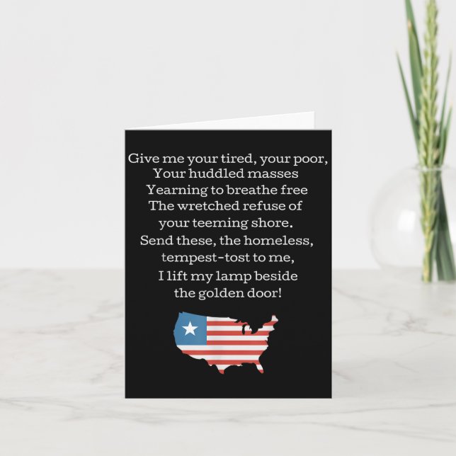 Cartão Patriotic New Colossus Emma Lazarus Quote Usa Gift (Frente)